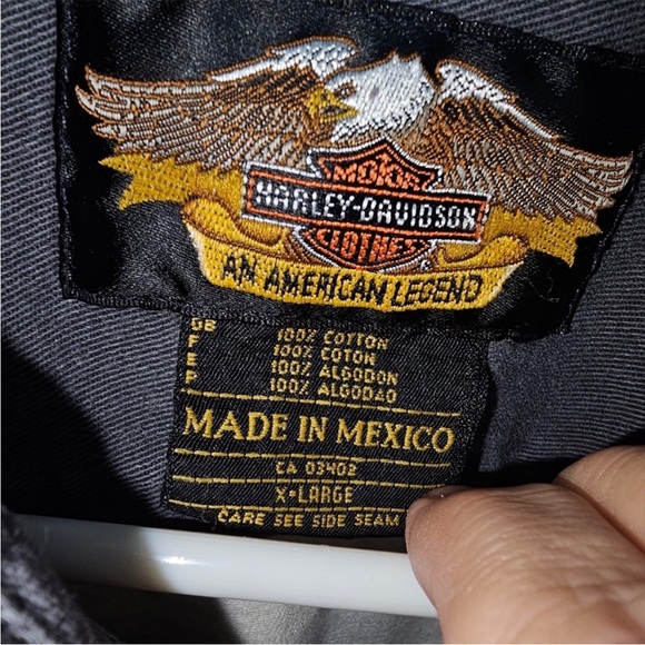 Harley Davidson Button down denim shirt - Picture 2 of 4